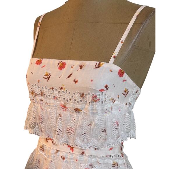 Anne Louise Boutique Maxi Dress Lovette Pink & Cream Floral Lace Tiered - Picture 9 of 12